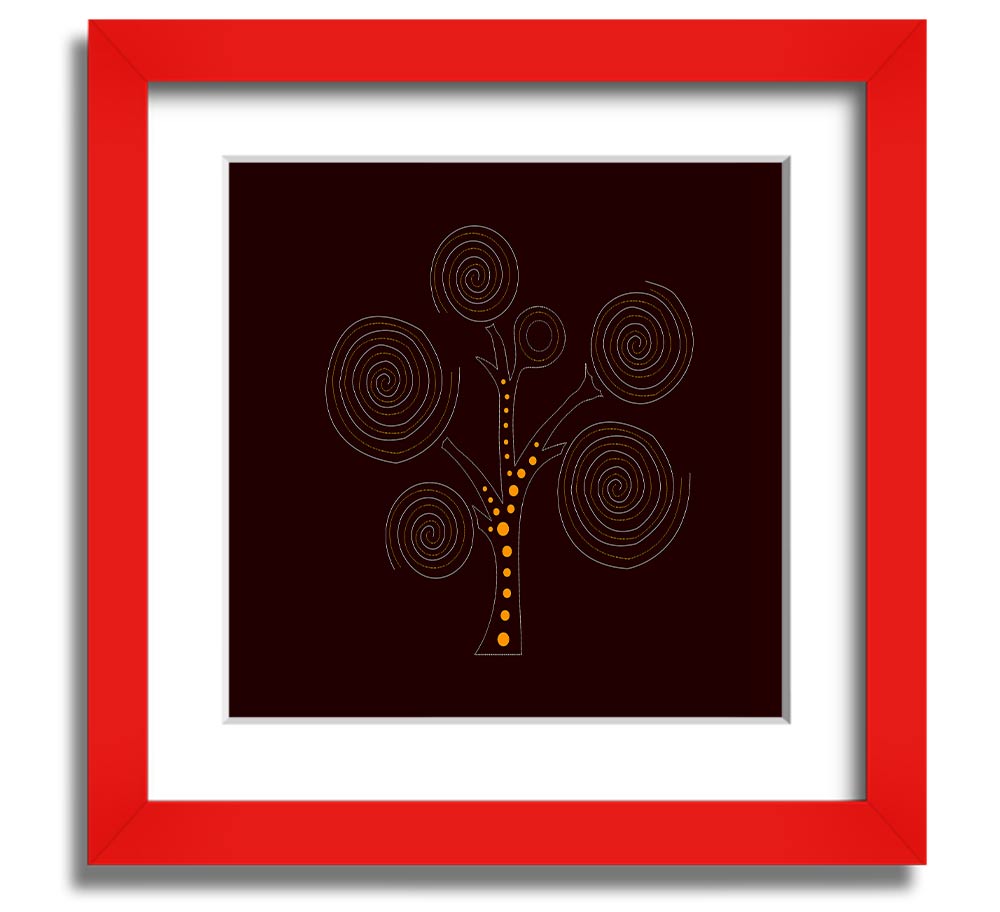 Aboriginal Tree 3 Square Framed Print showcasing vibrant colors and intricate details, framed in a stylish border.